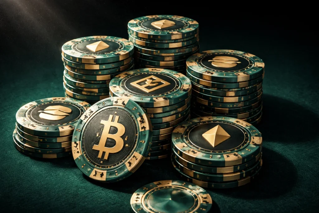 Gambling-tokens – RLB- og SHFL-mynter på kasinobord